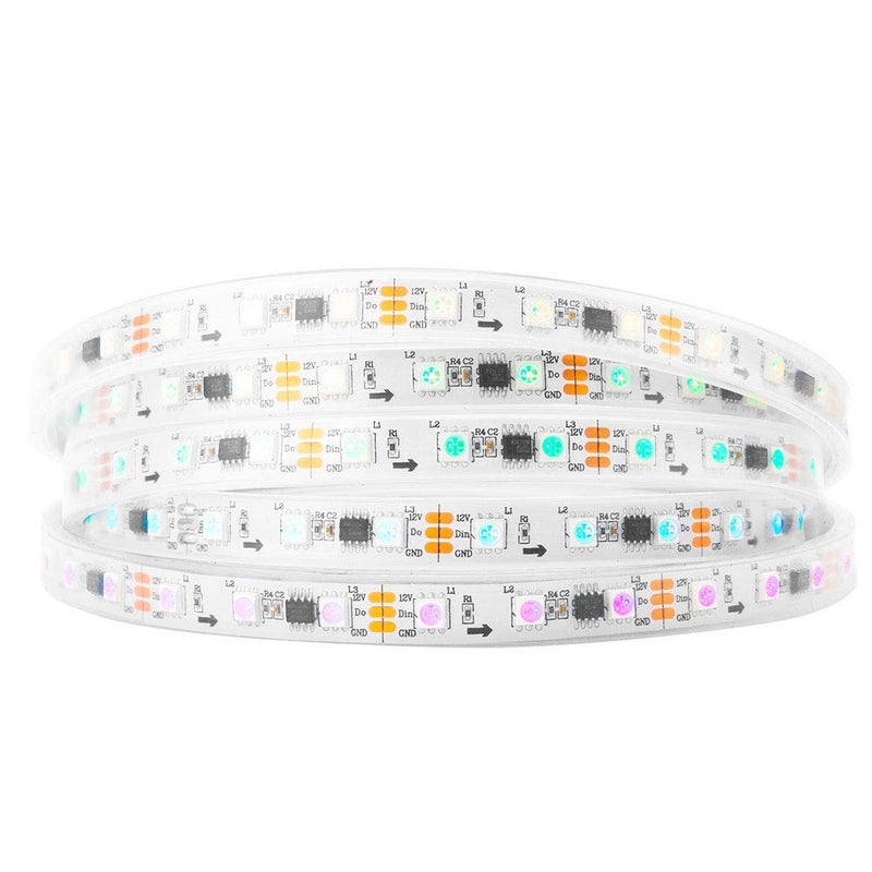 BTF-LIGHTING WS2811 IC=RGB+IC Addressable Dream Color LED Strip 16.4FT 60LEDs/m 20Pixels/m IP67 Waterproof White PCB Flexible DC12V Chasing Effect for Home Indoor Decor(No Adapter or Controller) - Image 1